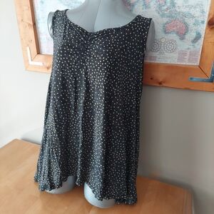 Pennington's In Every Story Black and Yellow Polka Dot Sleeveless Plus Size 2X